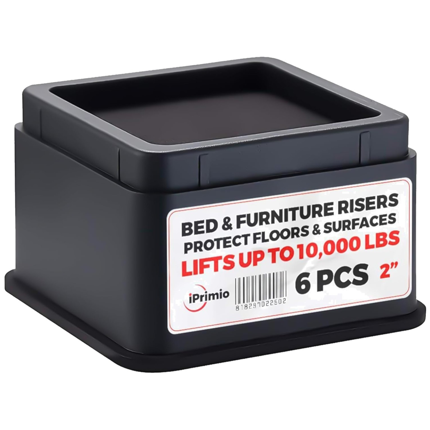 Furniture Risers - 2 Inch Lift, 6 Pack, 10000lbs