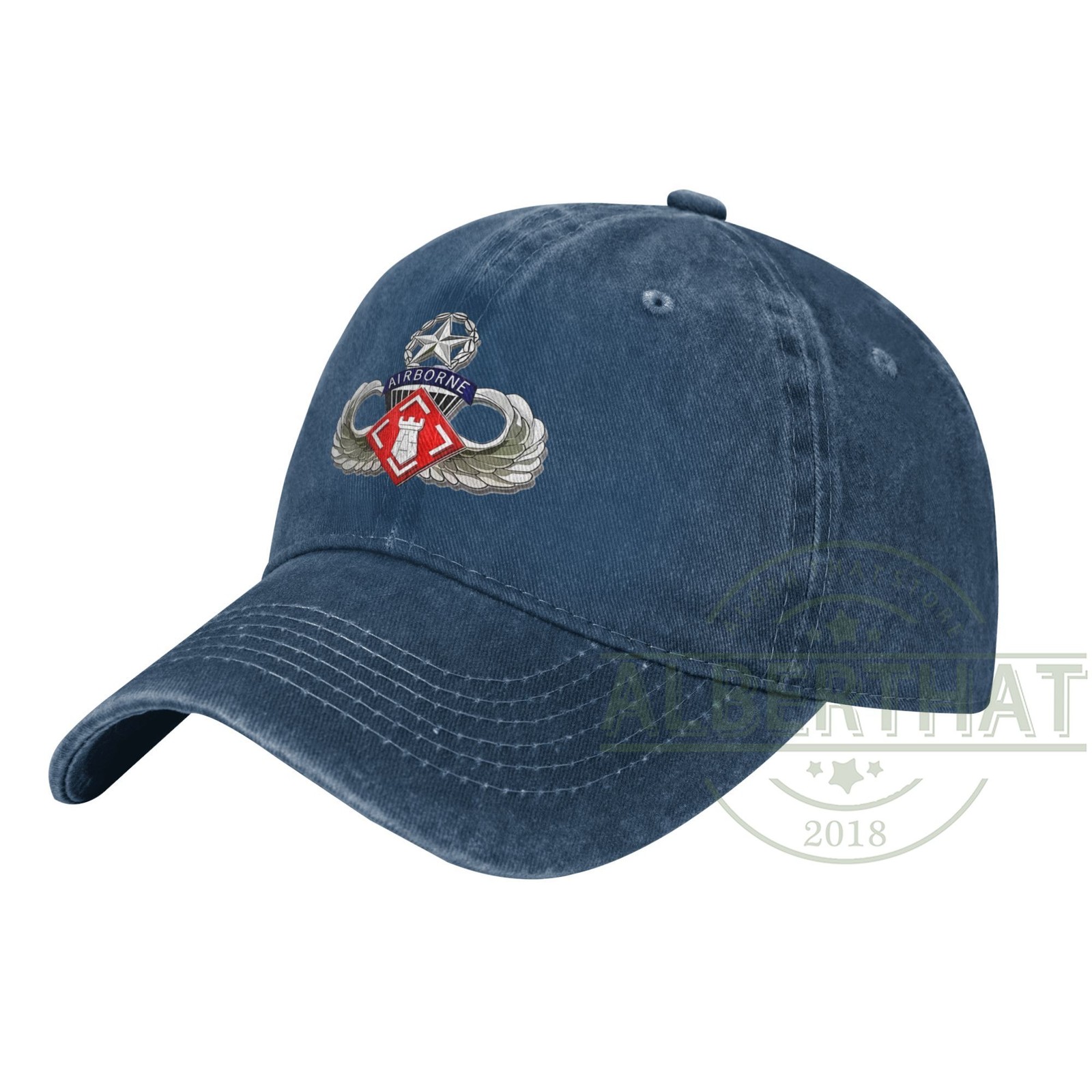 27th Engineer Battalion Airborne Jump Wings Unisex Denim Hat  Baseball Cap