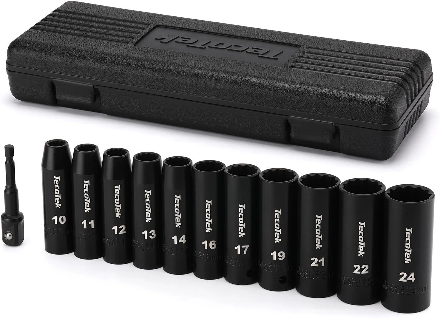 12 Pieces 1/2-Inch Drive Deep 12-Point Metric Impact Socket 10mm-24mm(Deep)
