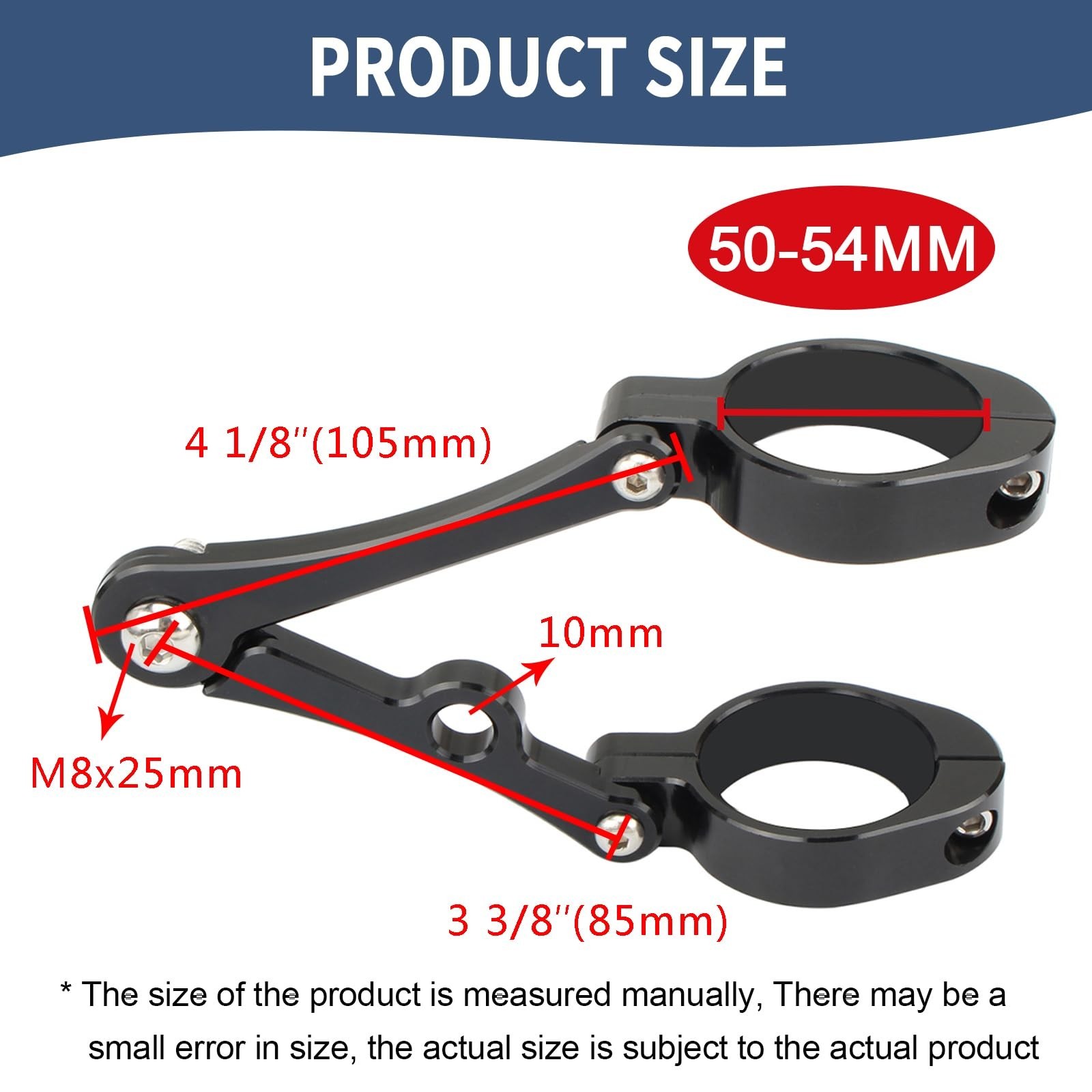 Universal Motorcycle Headlight Bracket 50-54mm Fork Brackets Mount Tube Clamp...