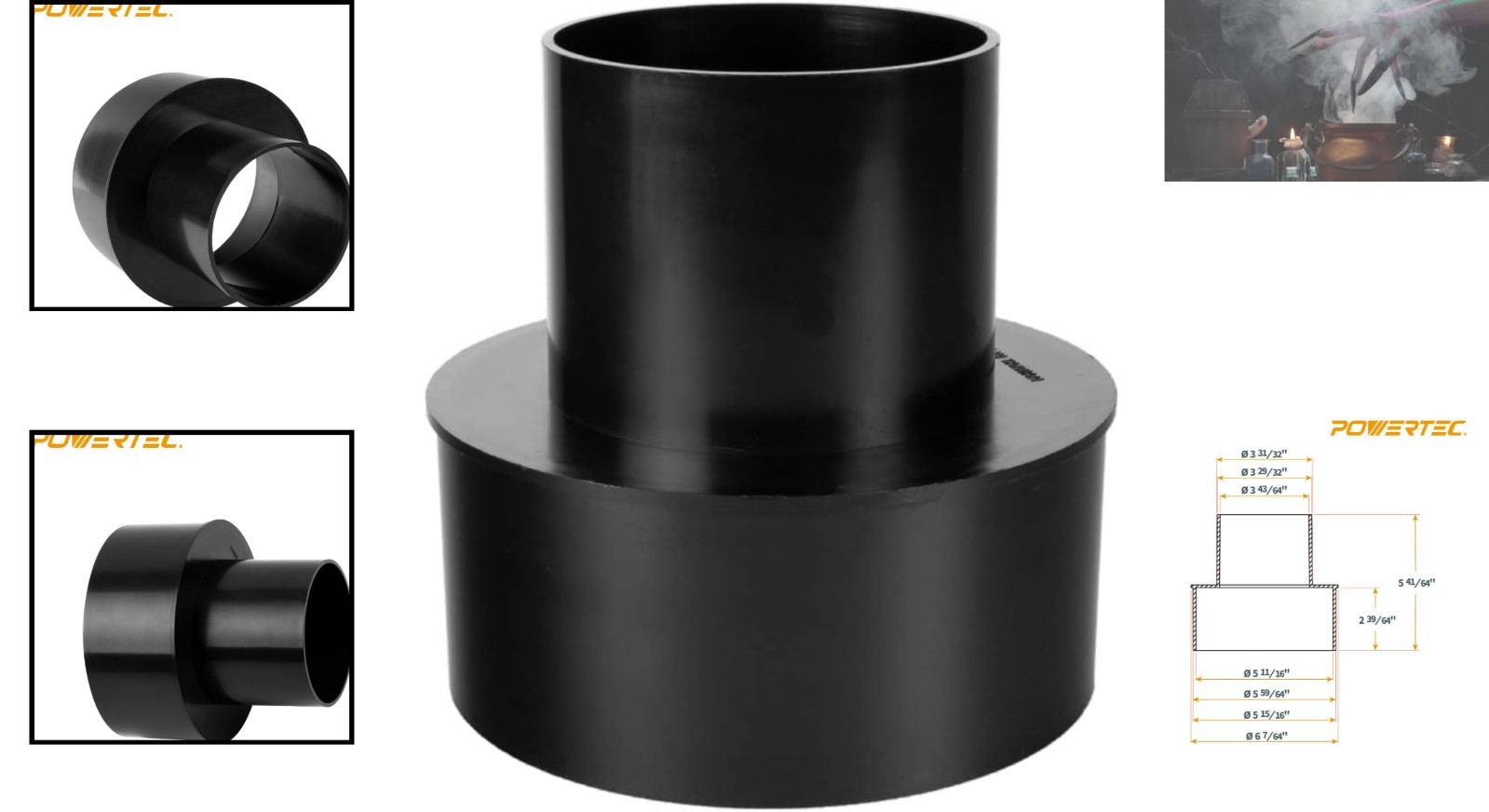 ABS Dust Collection Reducer 6" to 4" for Efficient Workshop Use