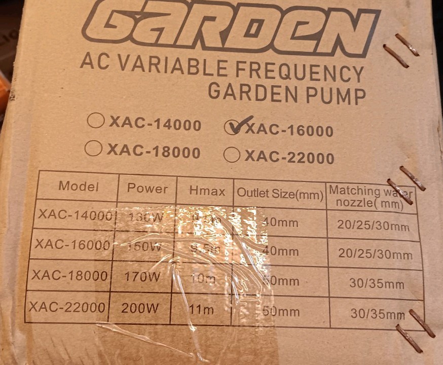 AC Variable Frequency Garden Pump. Aquarium Water Pump XAC-16000