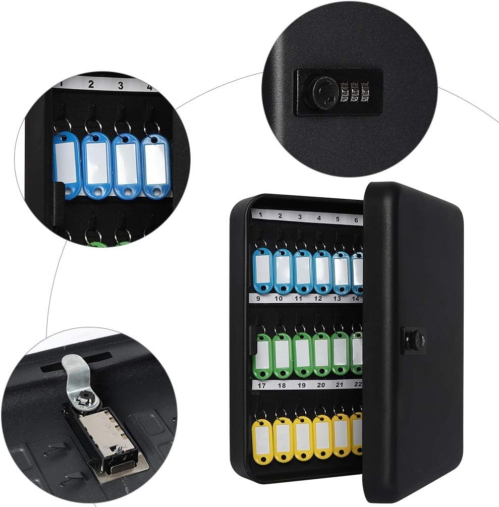 Key Cabinet Wall Mount,Locking Key Organizer,Key Storage Lock Box with Code,Key