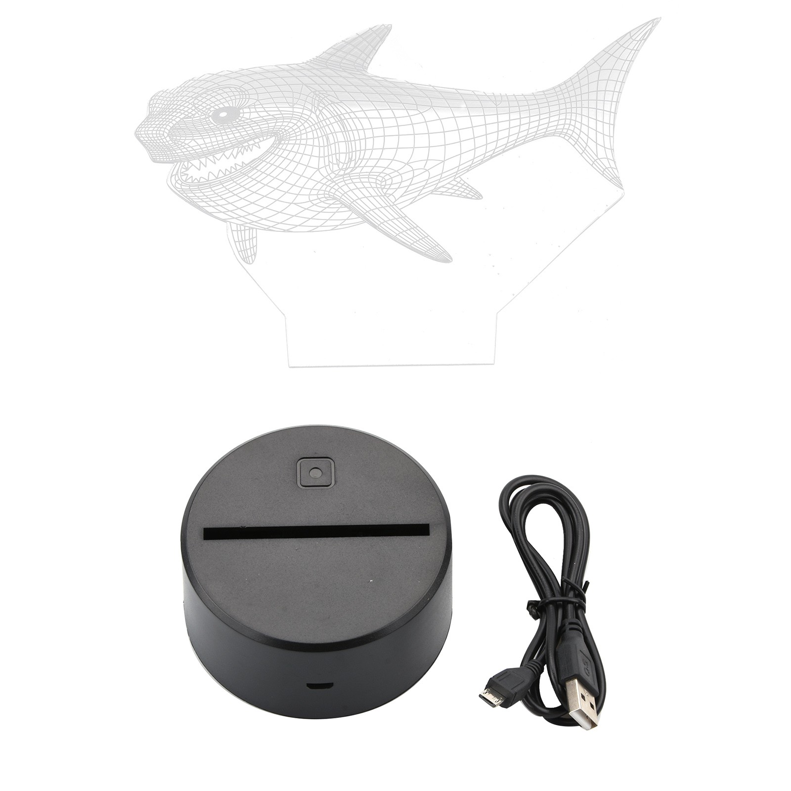 3D Shark 7 Color Changing Night Light Optical Illusion Mood Lamp Nursery Decor G
