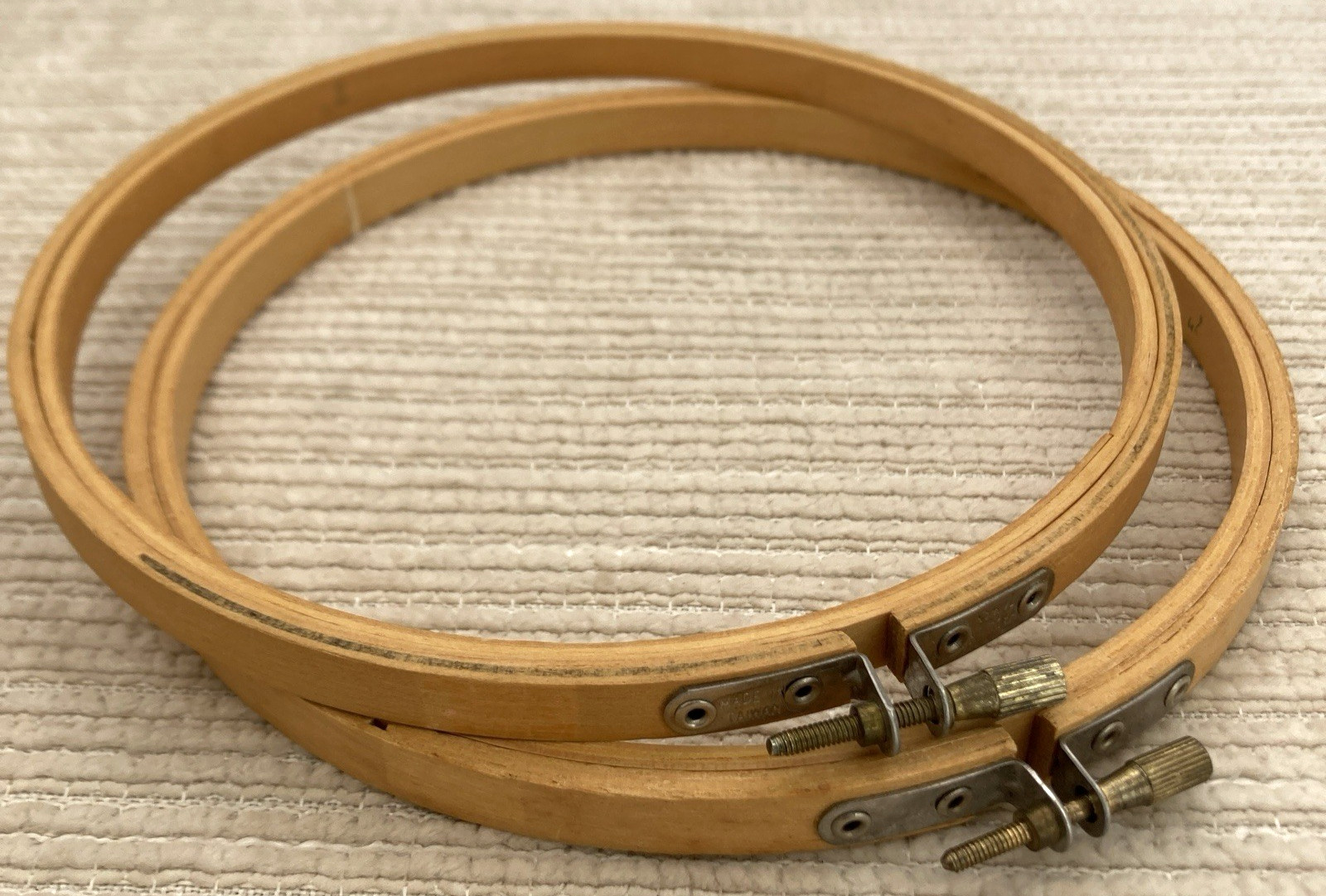 LOT of 2 Wood Quilting Embroidery Hoops Wooden Vintage Taiwan 7"