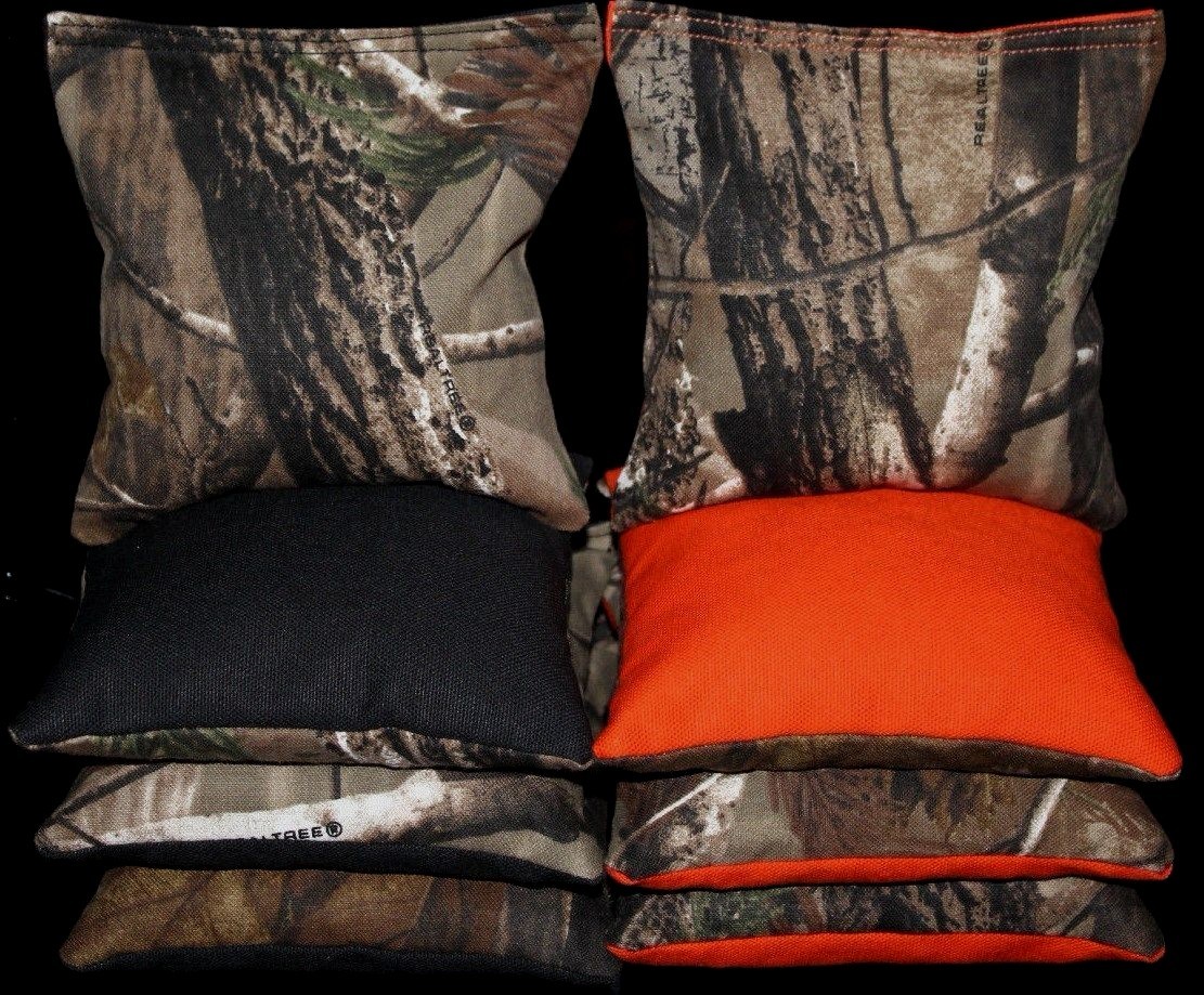 Cornhole Bean Bags REALTREE Orange & Black Camo Hunting Real Tree Camouflage