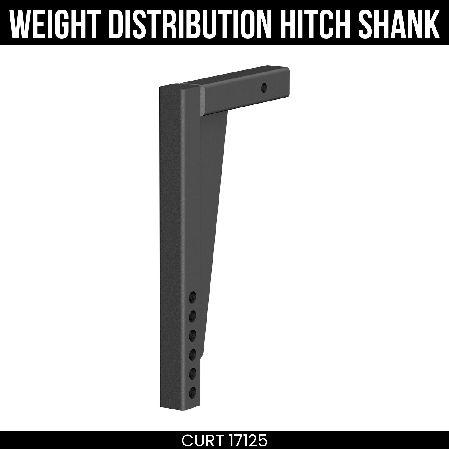 CURT Weight Distribution Hitch Shank, 2 Inch Receiver, 14.5 Drop, No Rise, 17125