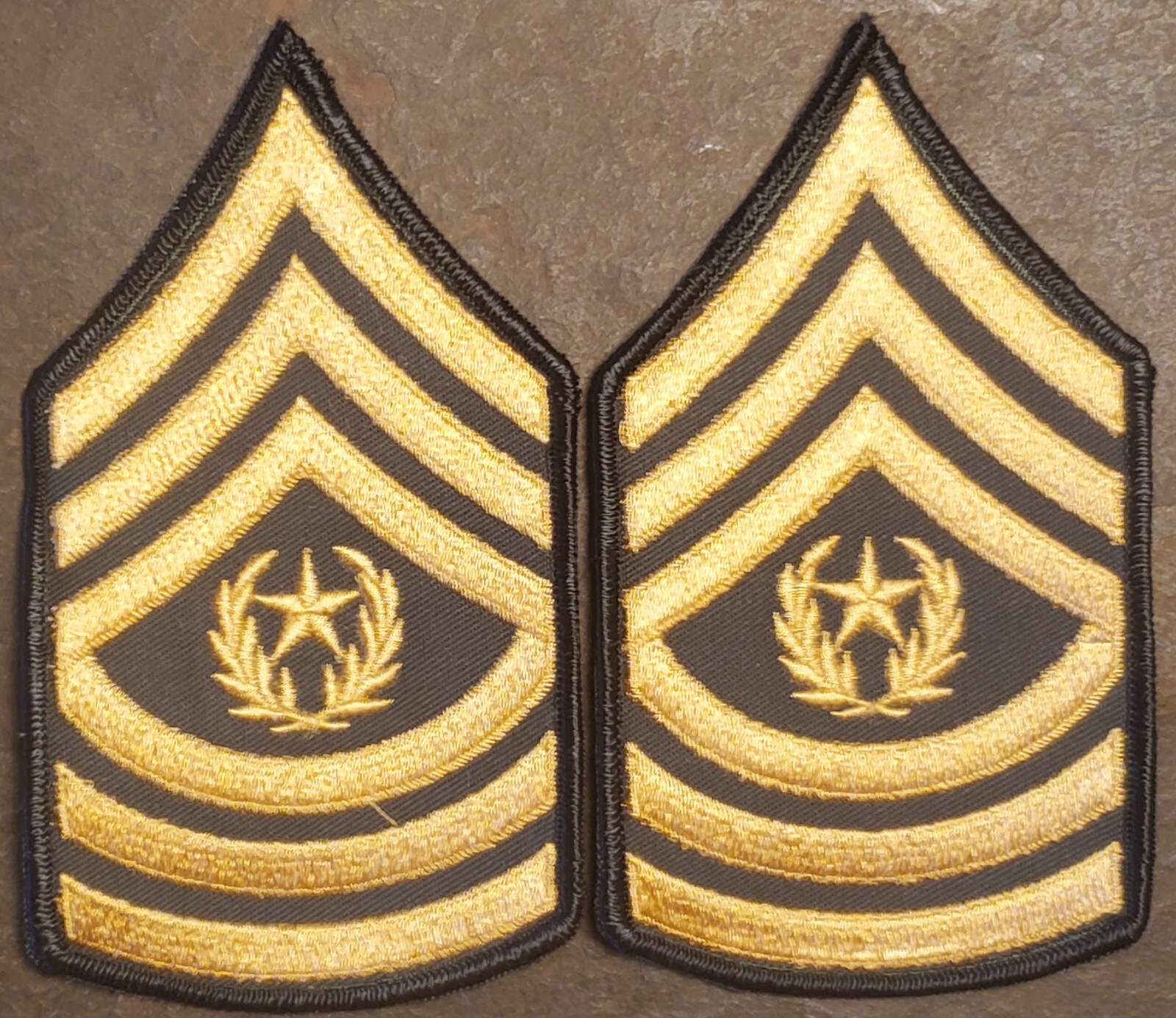 Pair (2) US Army Command Sergeant Major CSM Rank Insignia Patch Dress CLASS A 4"