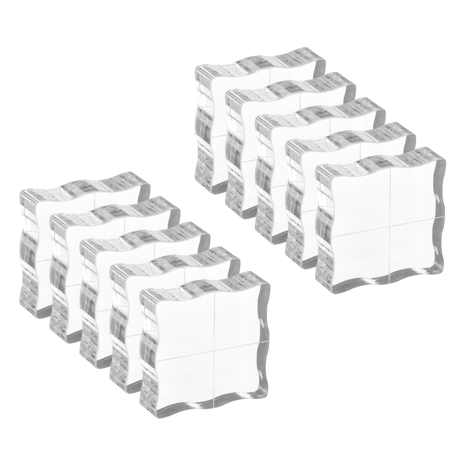 Acrylic Stamp Blocks, 10 Pack Square Shape with Grid Lines, 1" x 1"