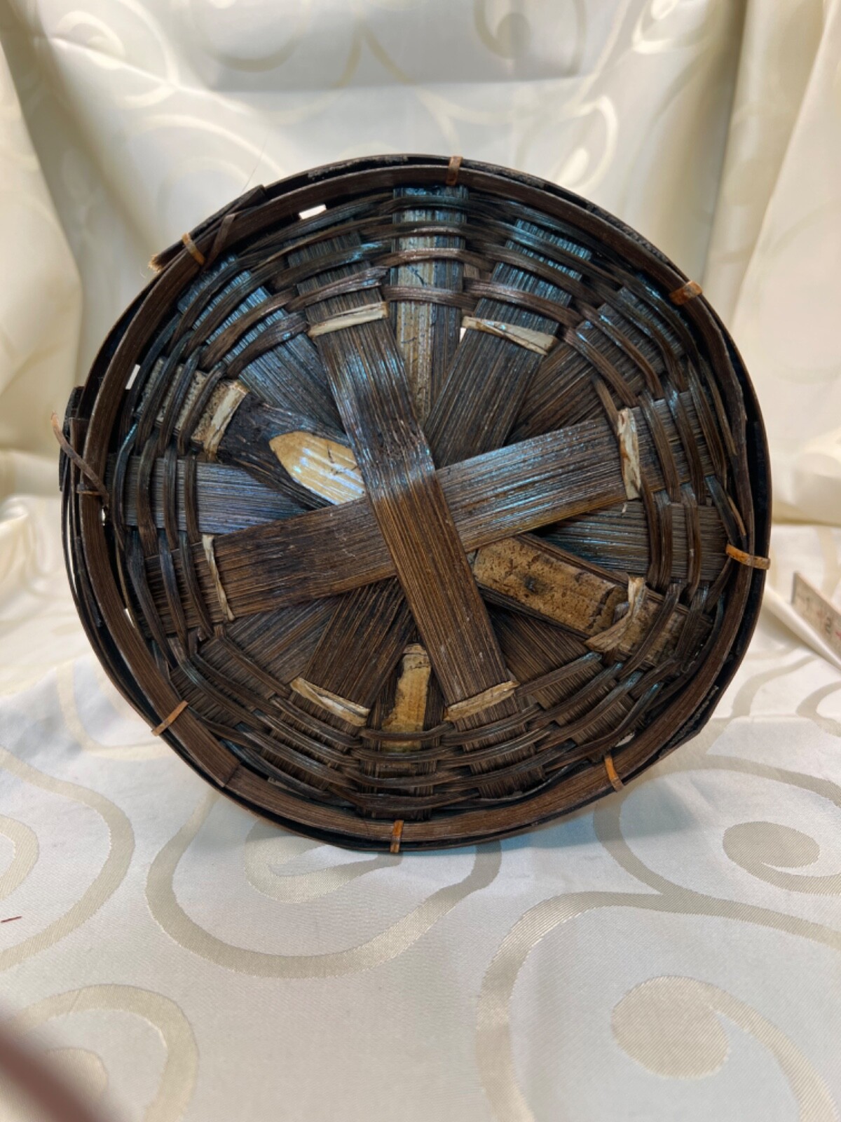 Vintage basket with tall handle hand painted tomatoes