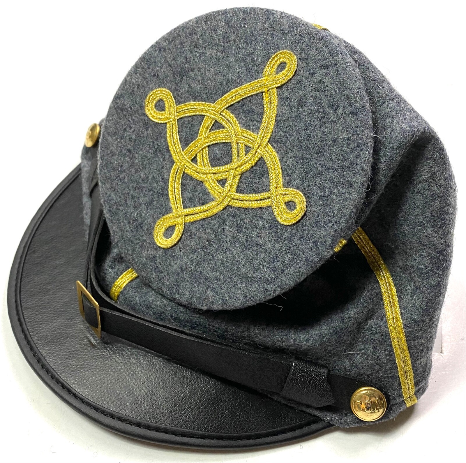 CIVIL WAR CSA CONFEDERATE CAPTAIN OFFICER WOOL KEPI FORAGE BUMMER CAP-LARGE