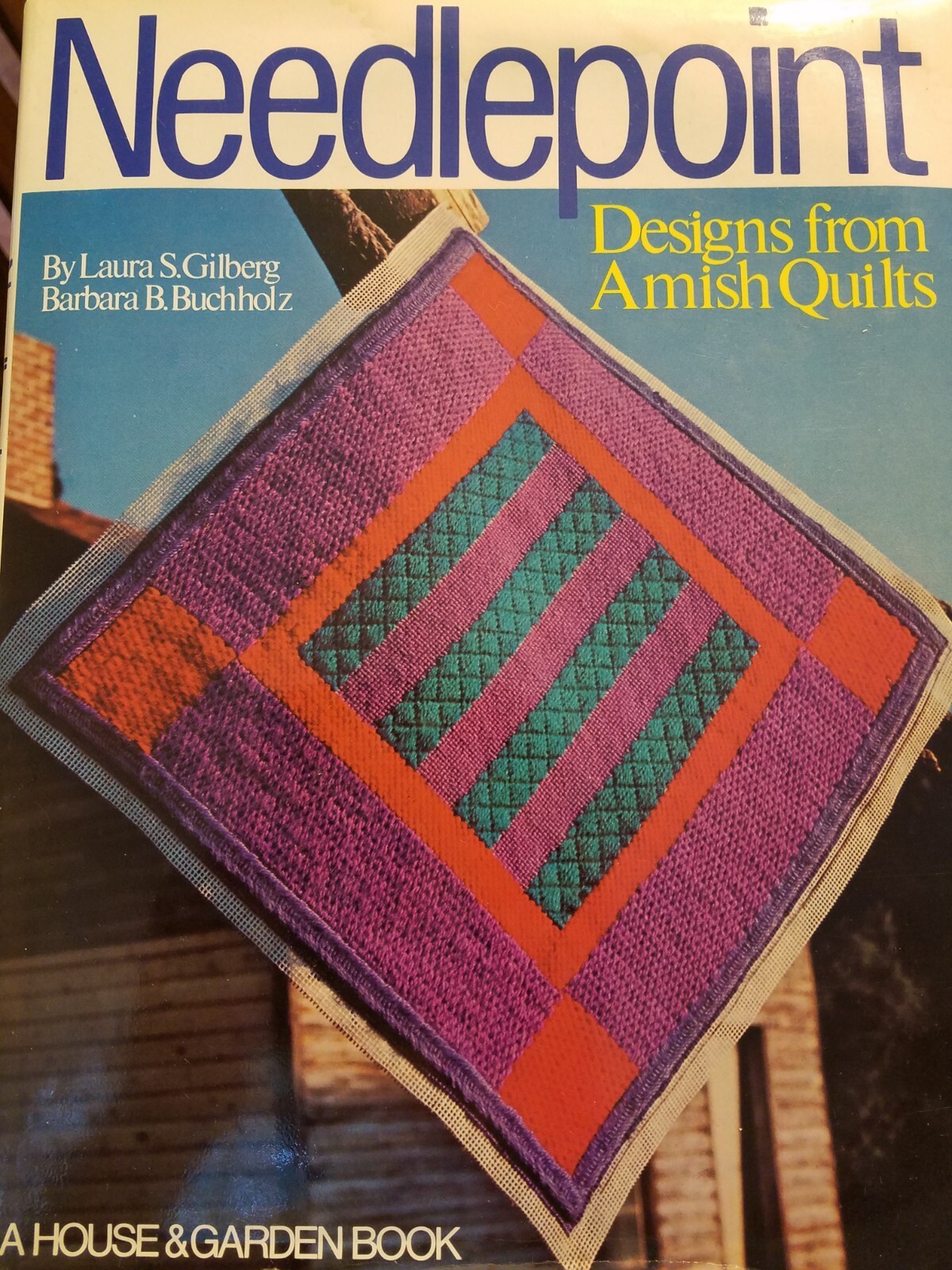 NEEDLEPOINT DESIGNS from AMISH QUILTS 144pg HC/DJ book 1977