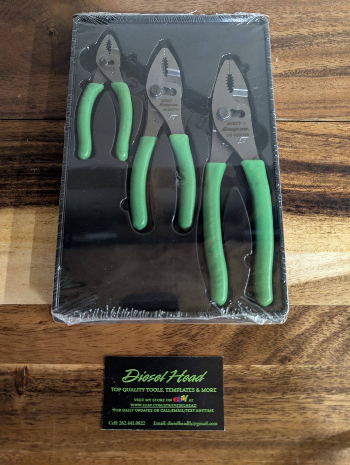 Snap on Tools New PL403AG 3 Piece Green Combination Slip Joint Pliers Set USA