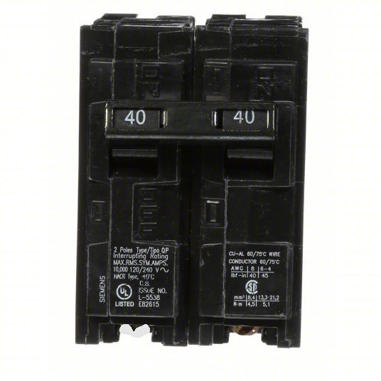 Siemens Q240 40 Amp Circuit Breaker | 40 A, 2 Pole, 240V