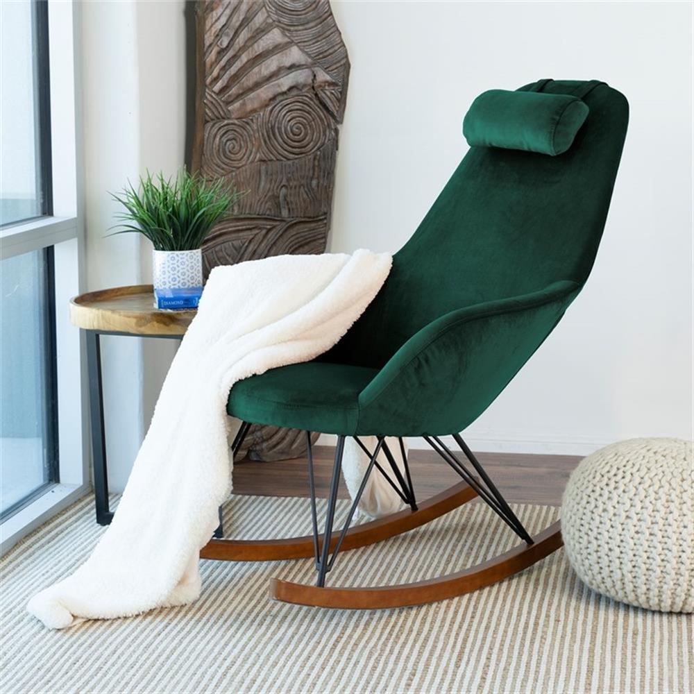 Jayce Modern Indoor Livingroom Velvet Rocking Accent Chair in Green