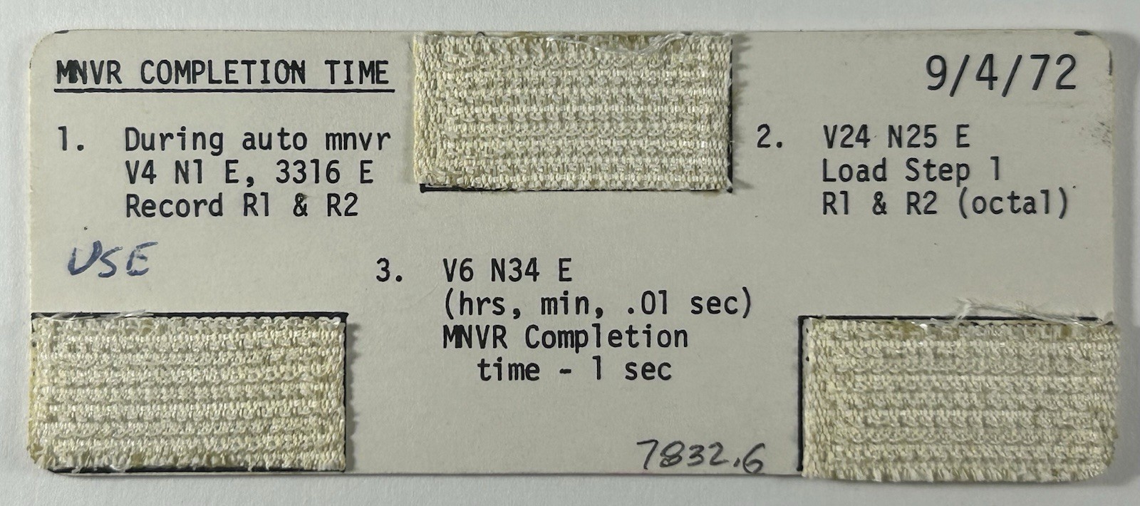 Command Module Cue Card Flown Aboard Apollo 17 - Flight-Certified by Gene Cernan