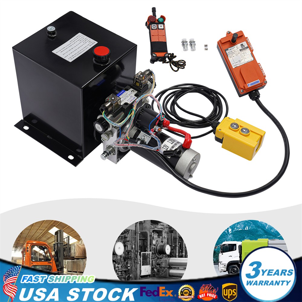 8 Quart Double Acting Hydraulic Pump For Hydraulic Trailer 12V DC with Remote