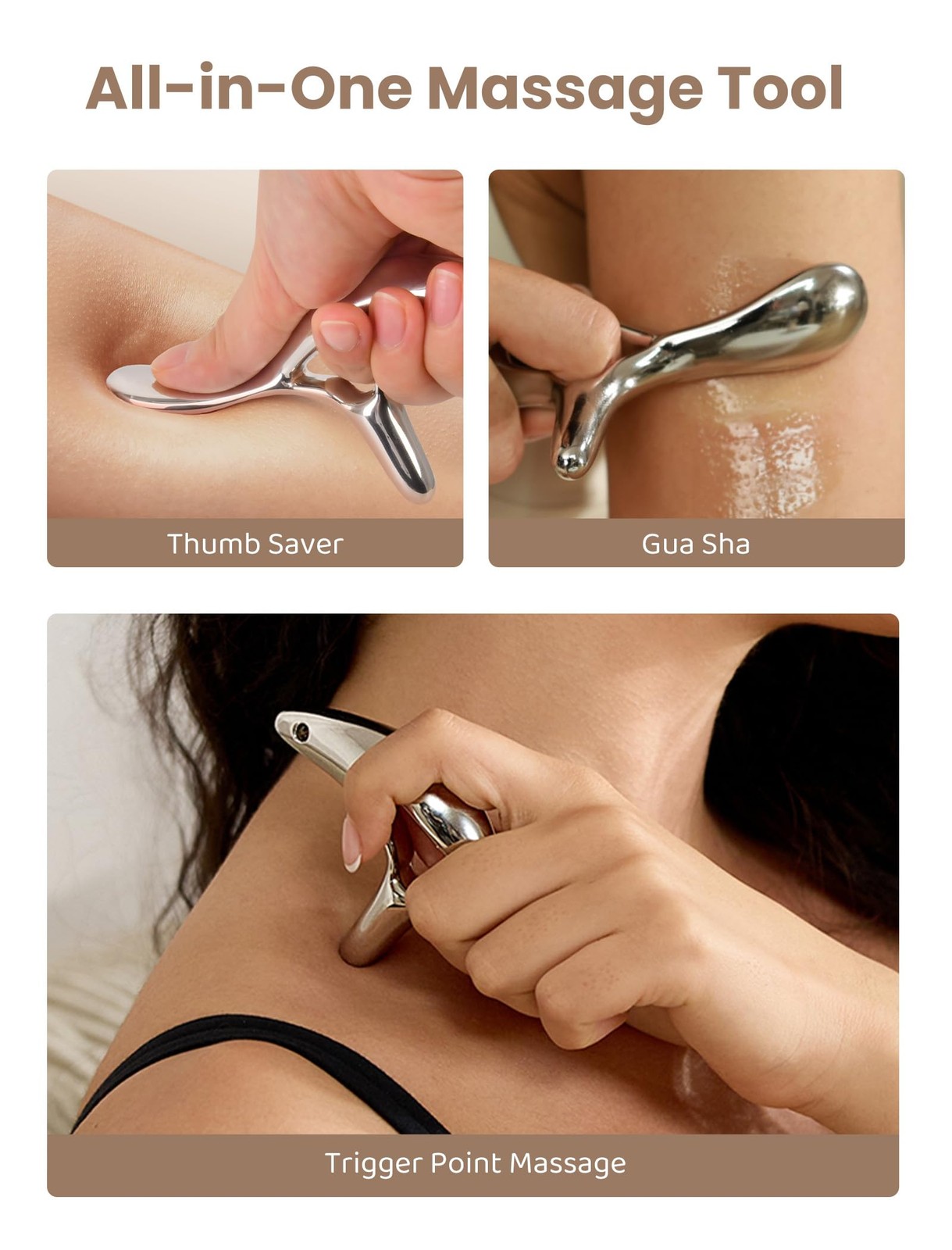 lifechill Trigger Point Massage Tool for Pain Relief Deep Tissue & 1, Silver