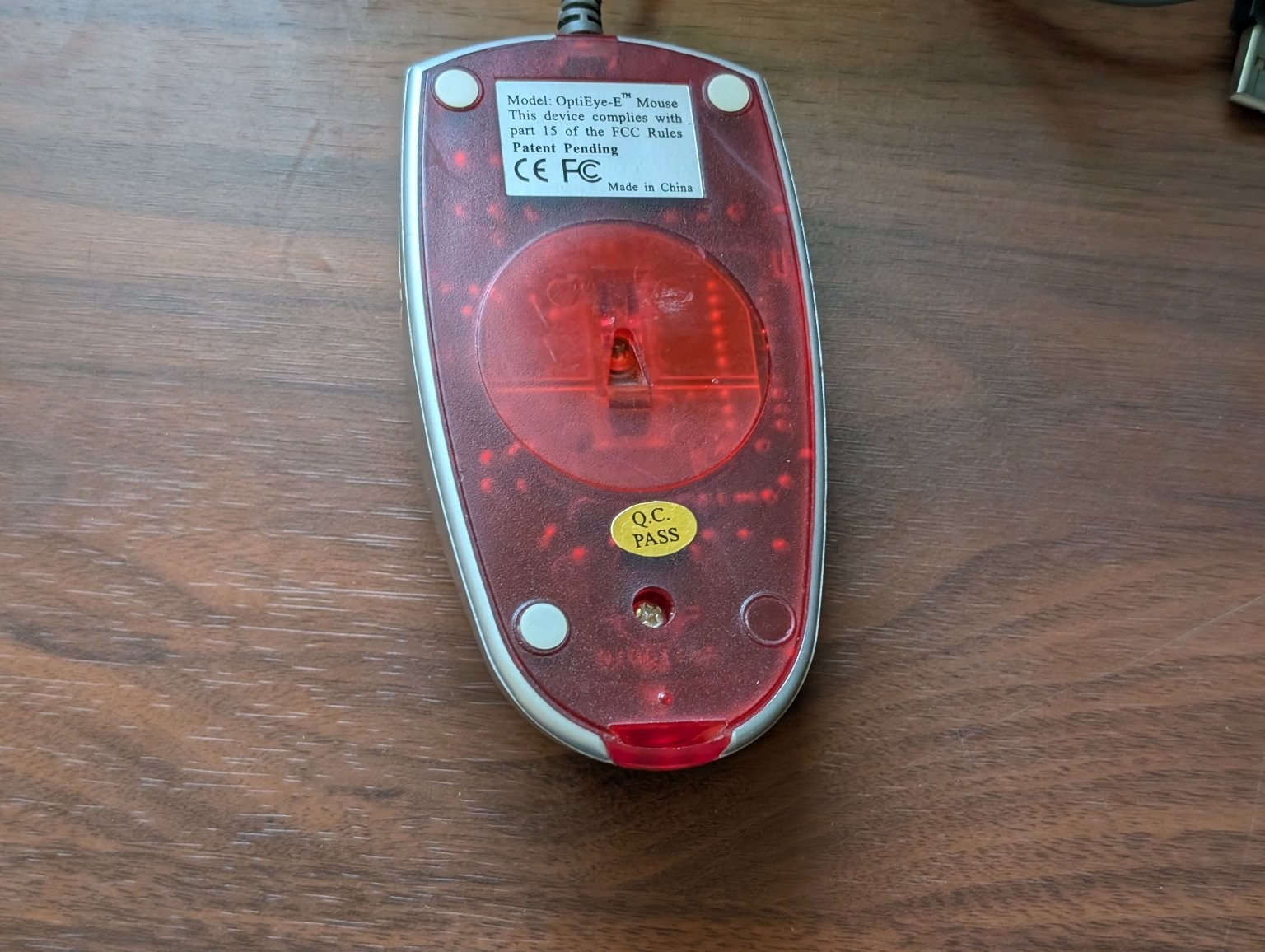 OptiEye-E USB Wired Optical Mouse Silver Grey Translucent Red