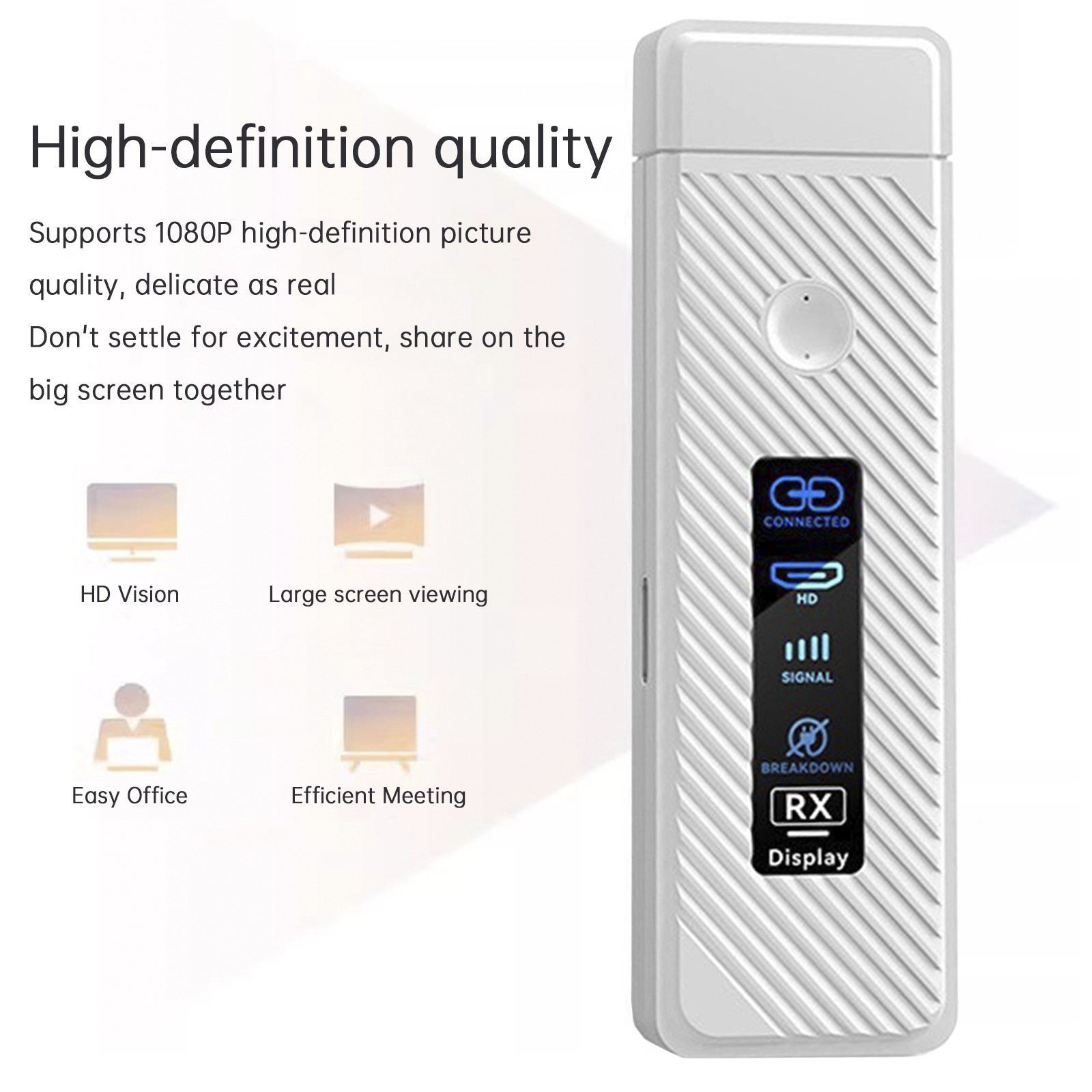 HDMI Wireless Screen Projector 50M Video Transmitter Receiver Same Screen white