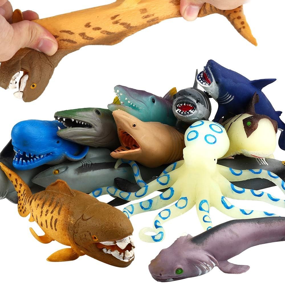 Ocean Sea Animal,8 Inch Rubber Bath Toy Set(8 Pack Random),Super Stretches...