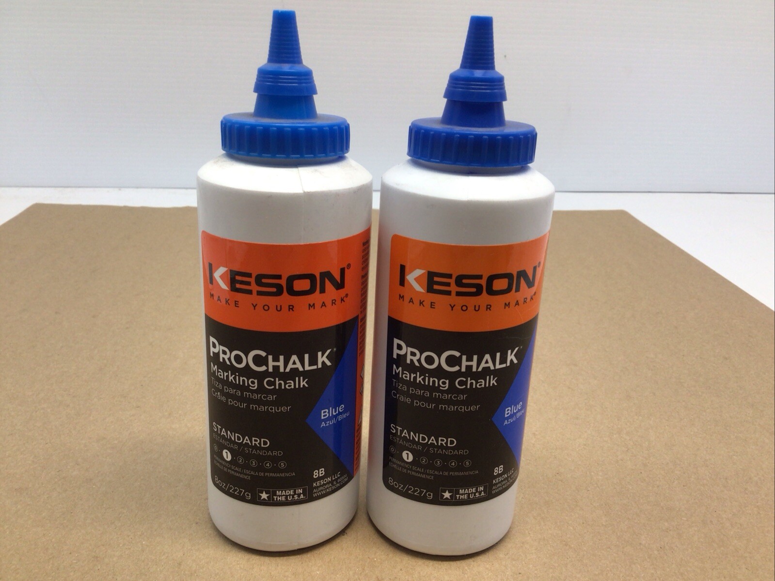 Keson Pro Permanent Marking Chalk Plus Waterproof Blue 8oz Lot Of 2
