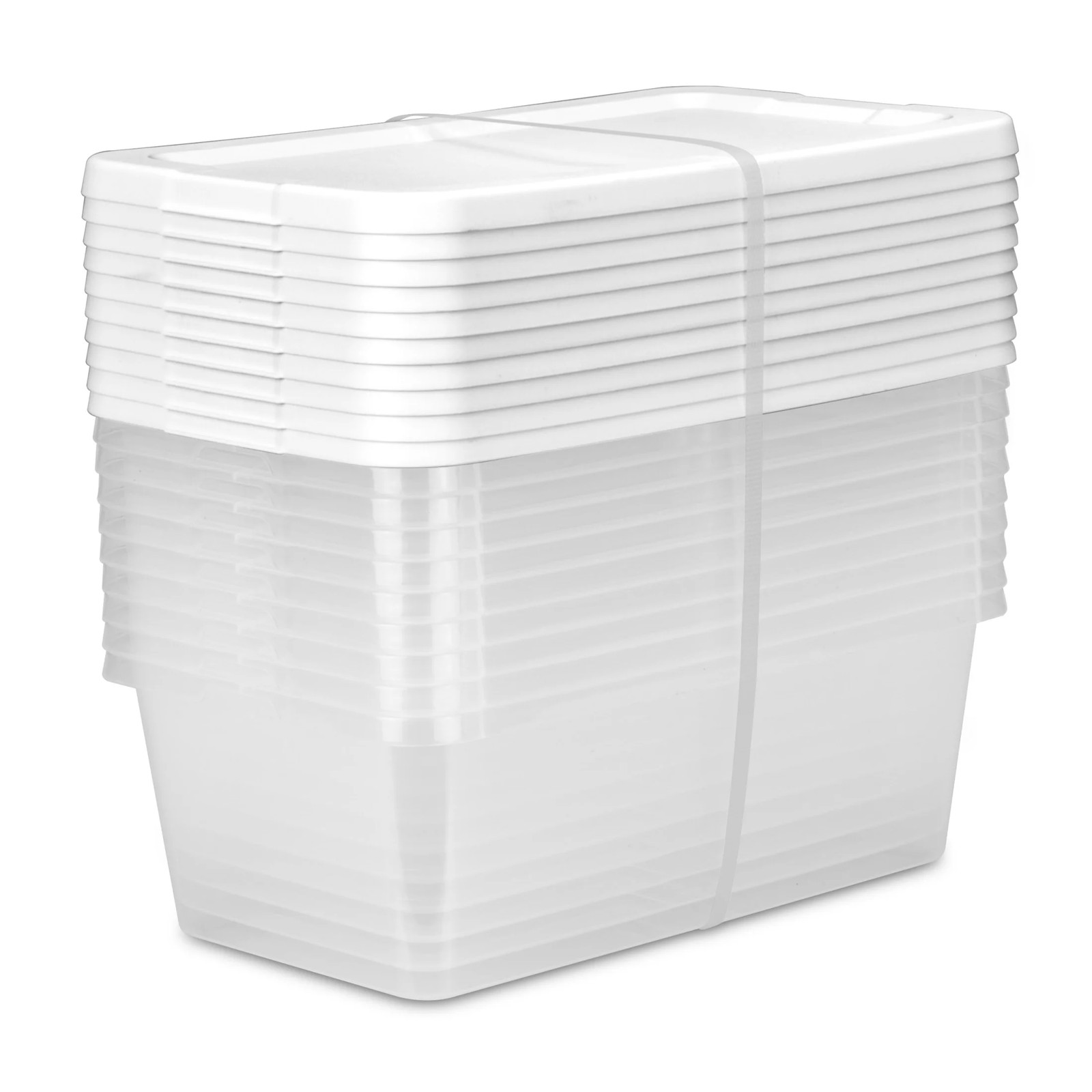 Sterilite Set of (10) 6 Quart Storage Boxes, Clear Plastic Storage Bin with Snap