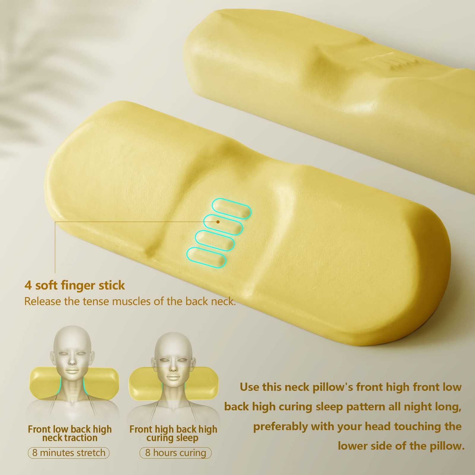 Memory Foam Cervical Neck Pillow for Pain Relief Sleeping Support