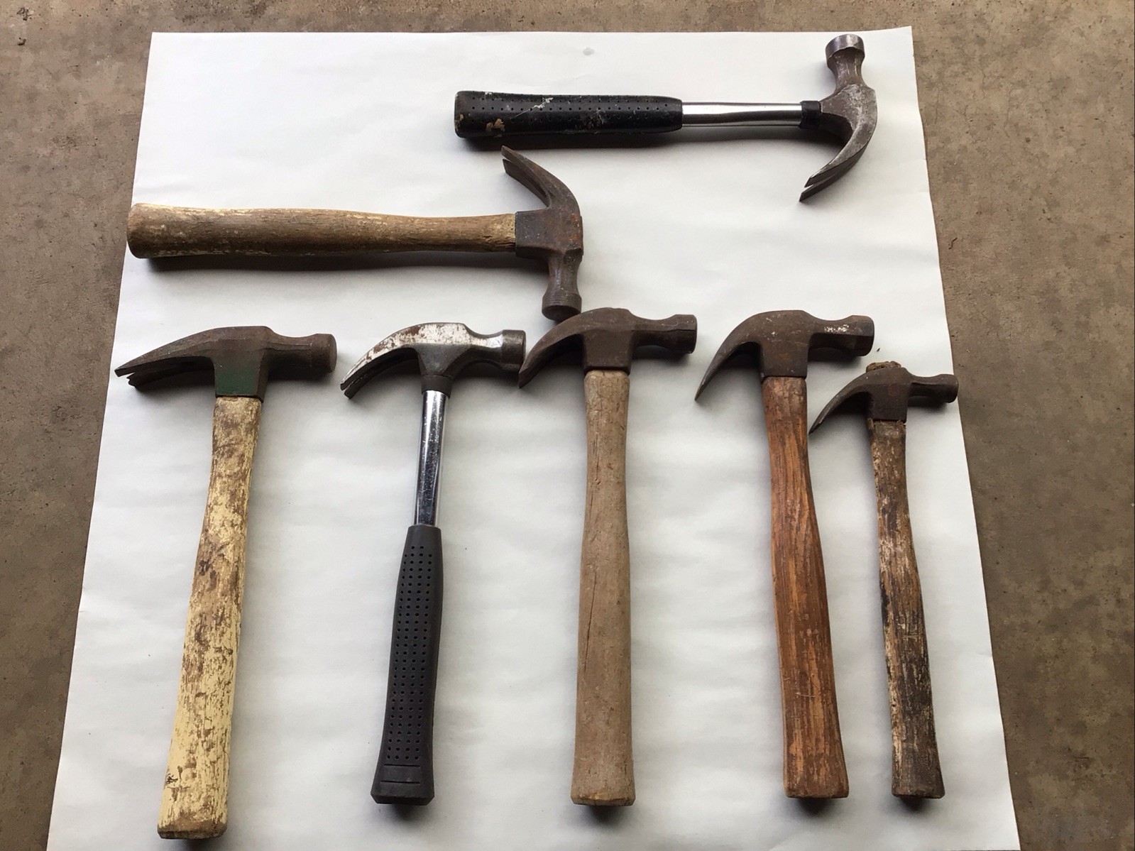 Vintage Claw Hammers 1 Craftsman, 1 Sears 5 Unmarked Lot Of 7