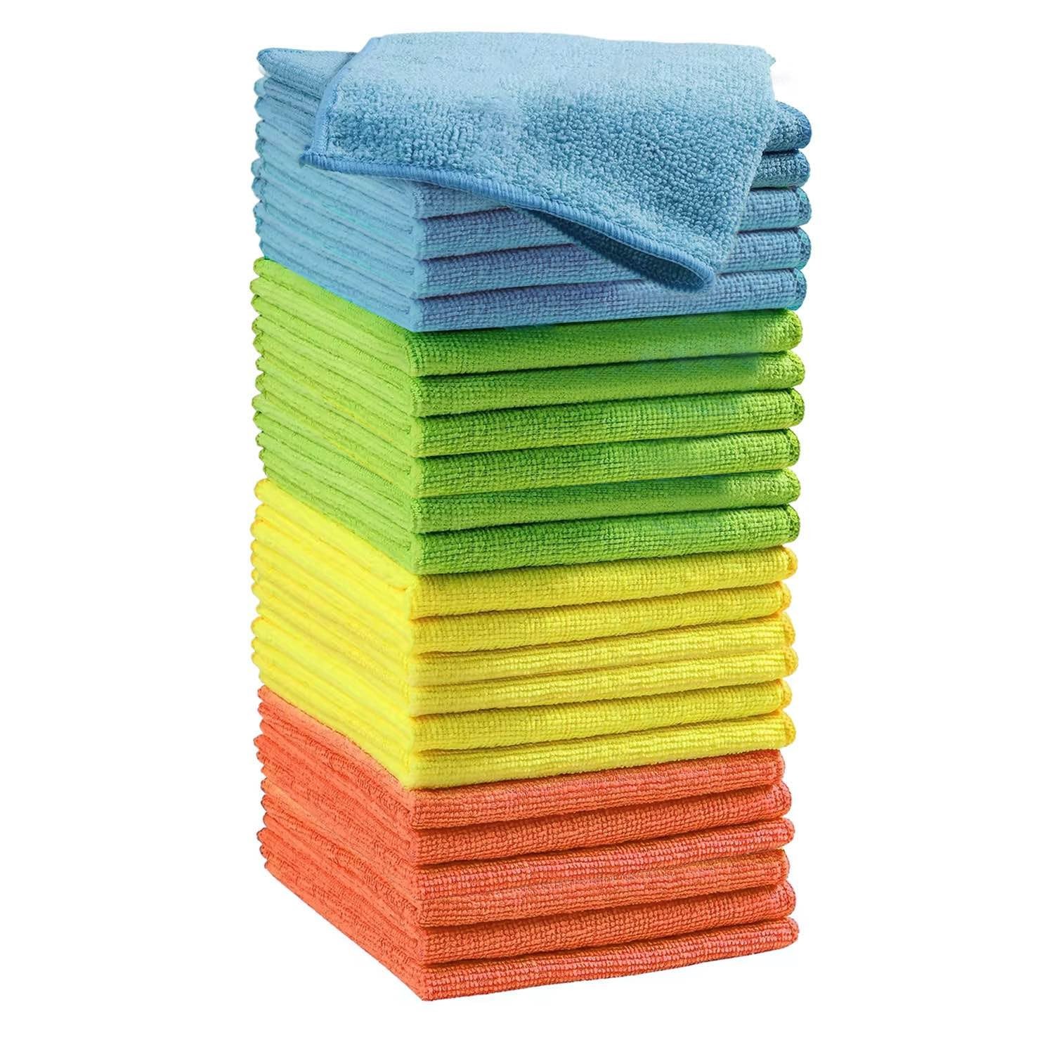 Microfiber Cleaning Cloths (24-Pack), 14" x 14", Ultra Absorbent, Lint-, Stre...