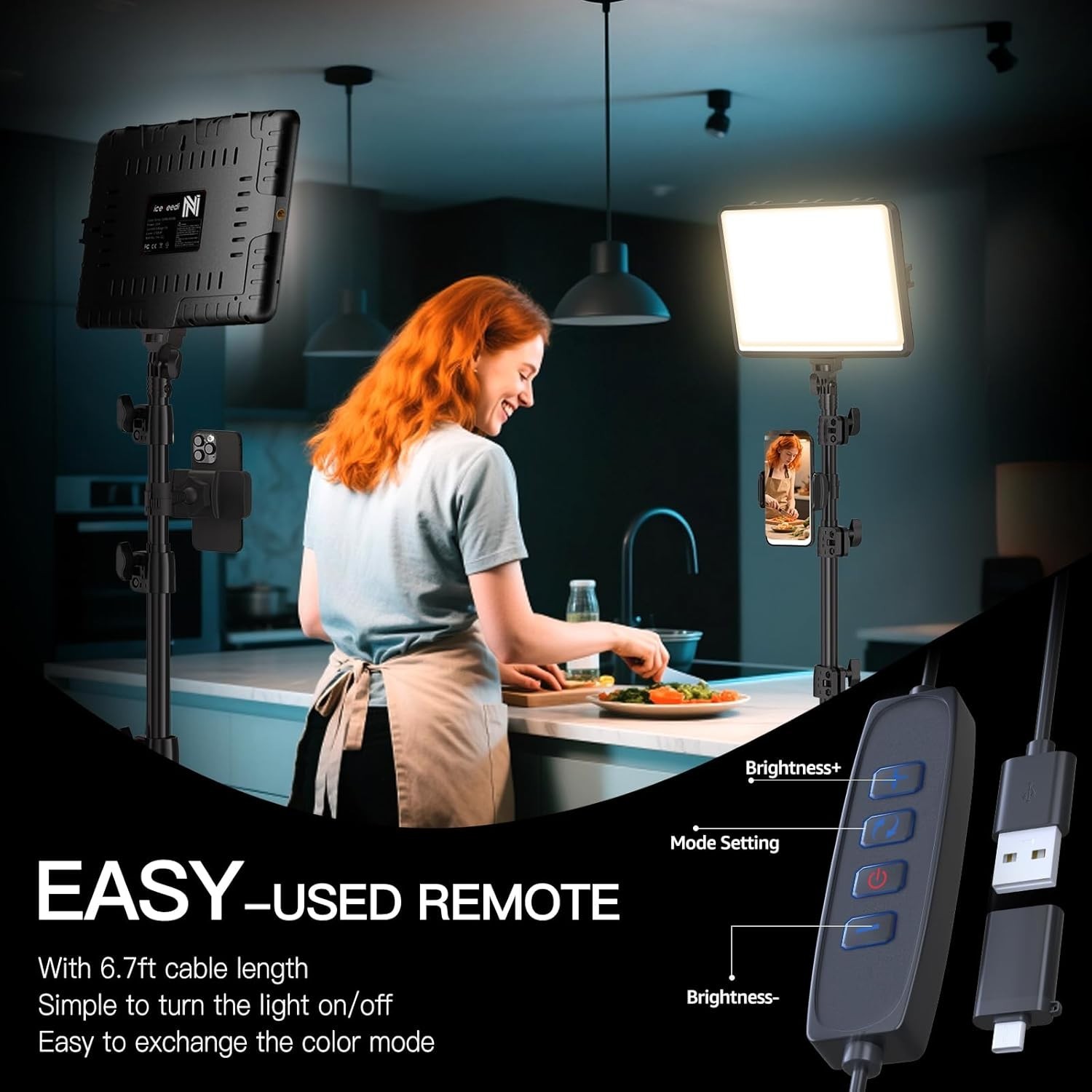 2-Pack Dimmable Photography Lights with Tripod Holder & USB Connectivity