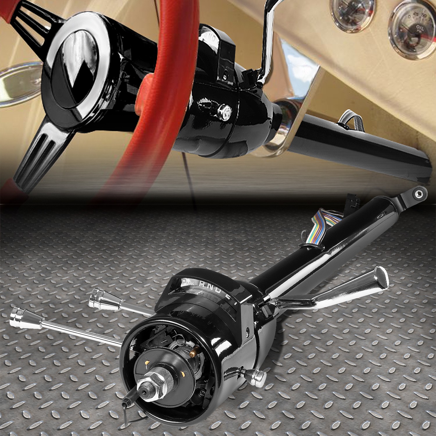 FOR 55-59 CHEVY GM HOT ROD 30" TILT AUTO AUTOMATIC STEERING COLUMN SHIFT BLACK