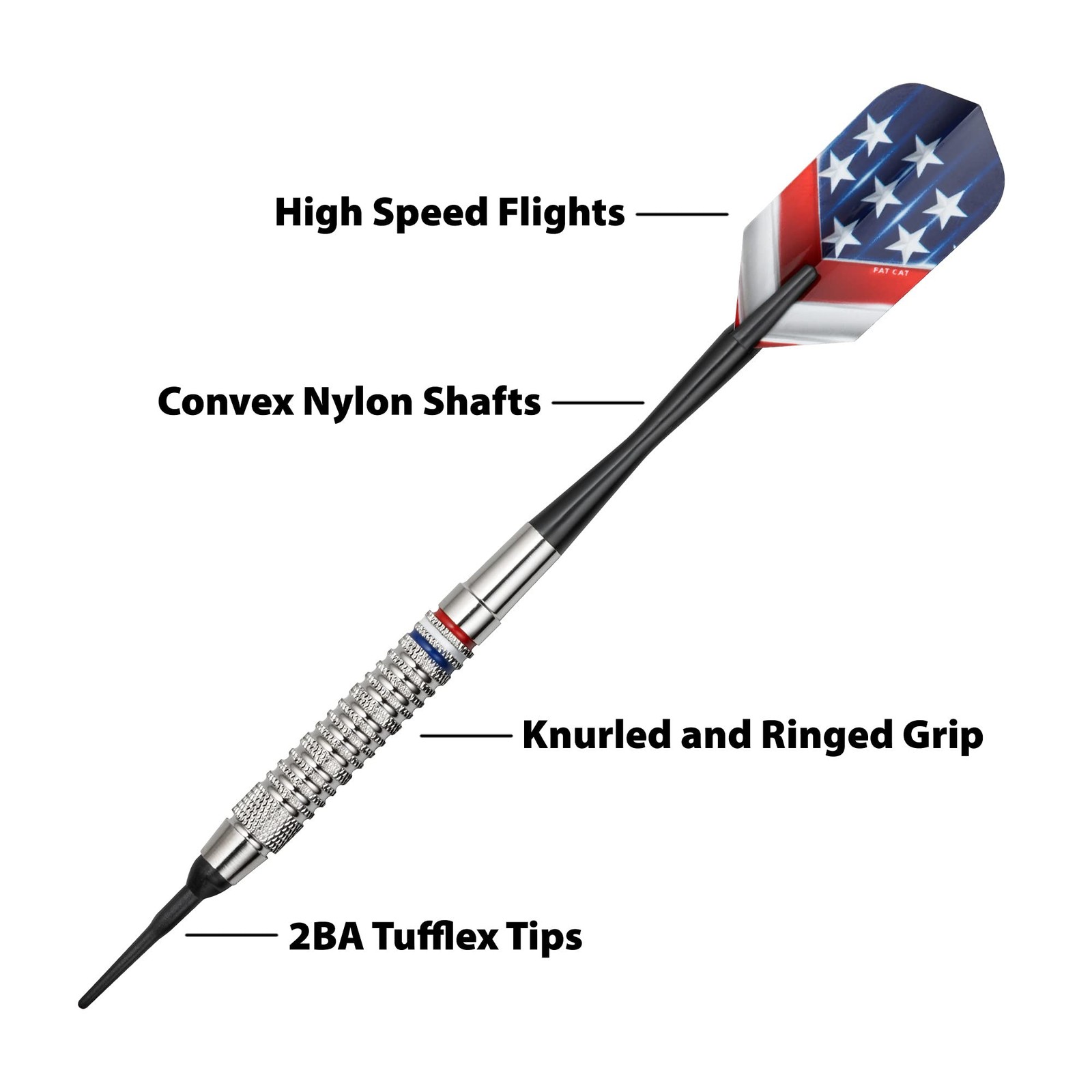 Fat Cat Support Our Troops Soft Tip Darts 20 Grams Red, White, Blue