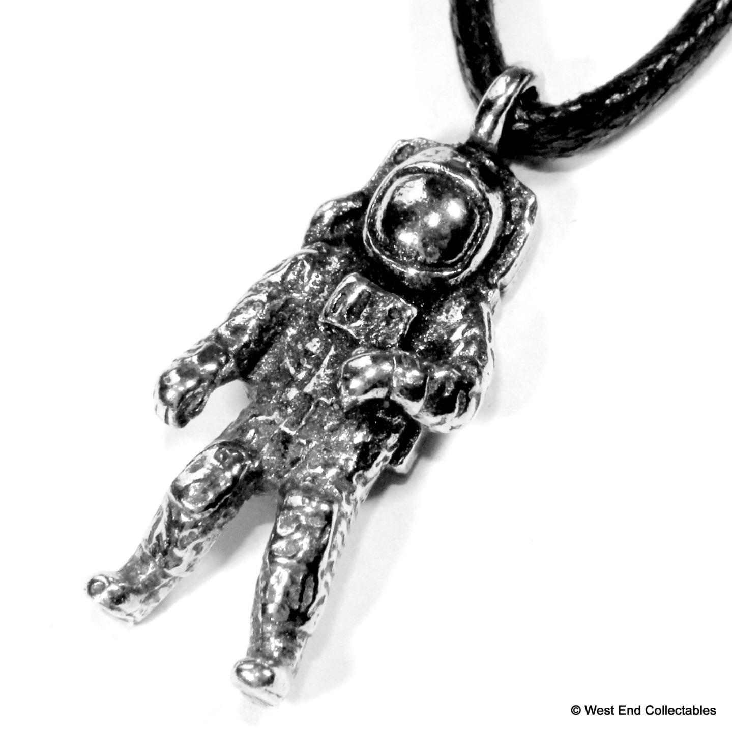 Space Man Astronaut Pewter Charm Pendant Necklace - UK Handmade - Astronomy