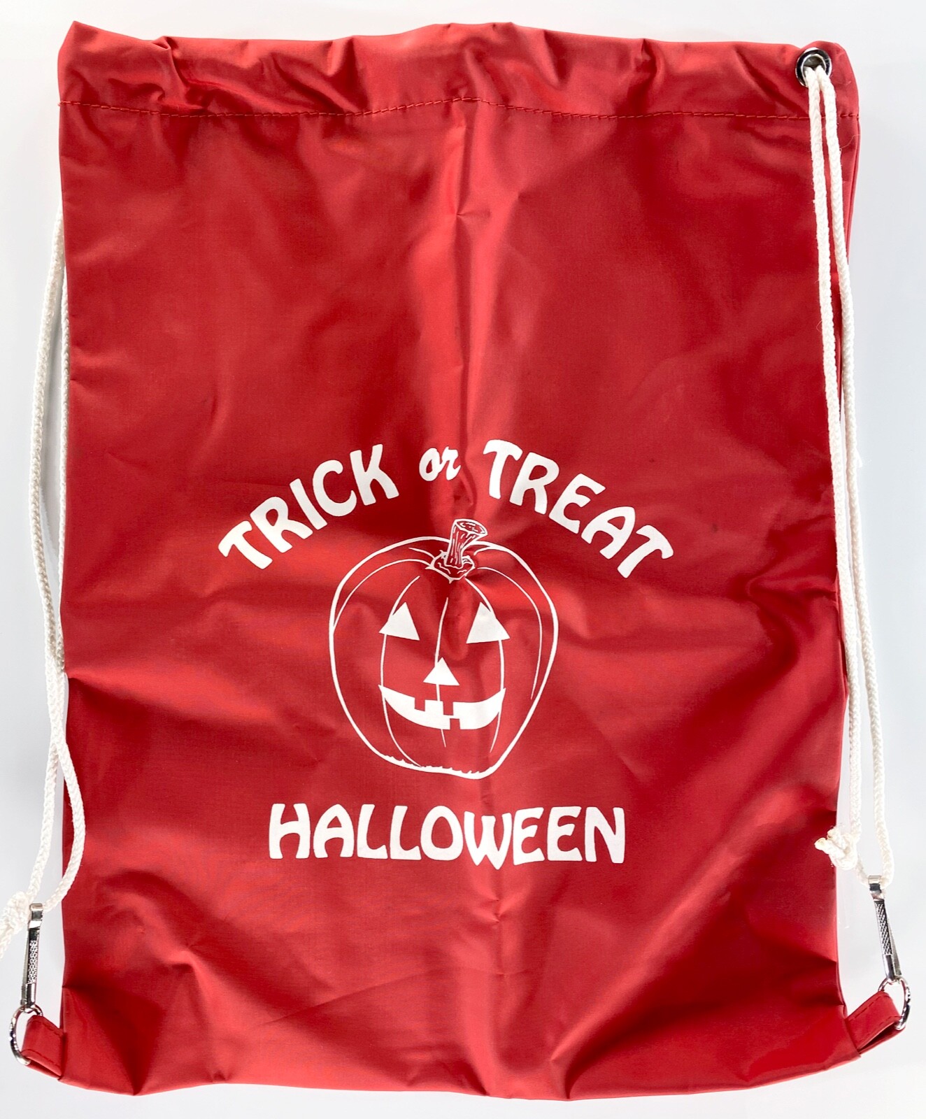 Vintage HAPPY HALLOWEEN Drawstring Backpack Trick Or Treat Bag Polyester RED
