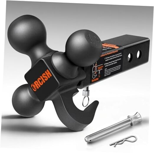 360° Swivel Trailer Hitch, Tri-Ball Mount with Pin & Heavy Duty Matte - Pin
