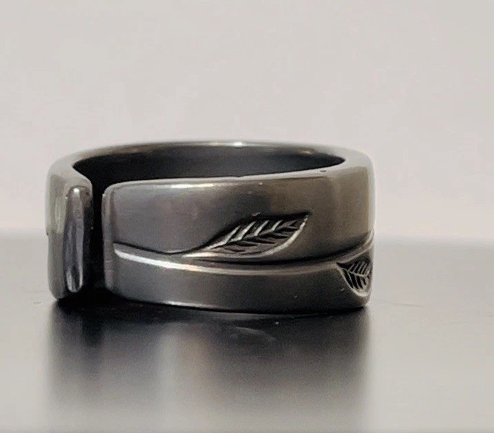 Handcrafted Spoon Rings Leaves Design