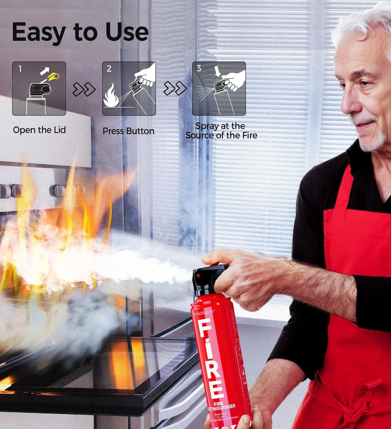 Lightweight Fire Extinguisher Set with Mounting Brackets - 3 Pack for All Fires