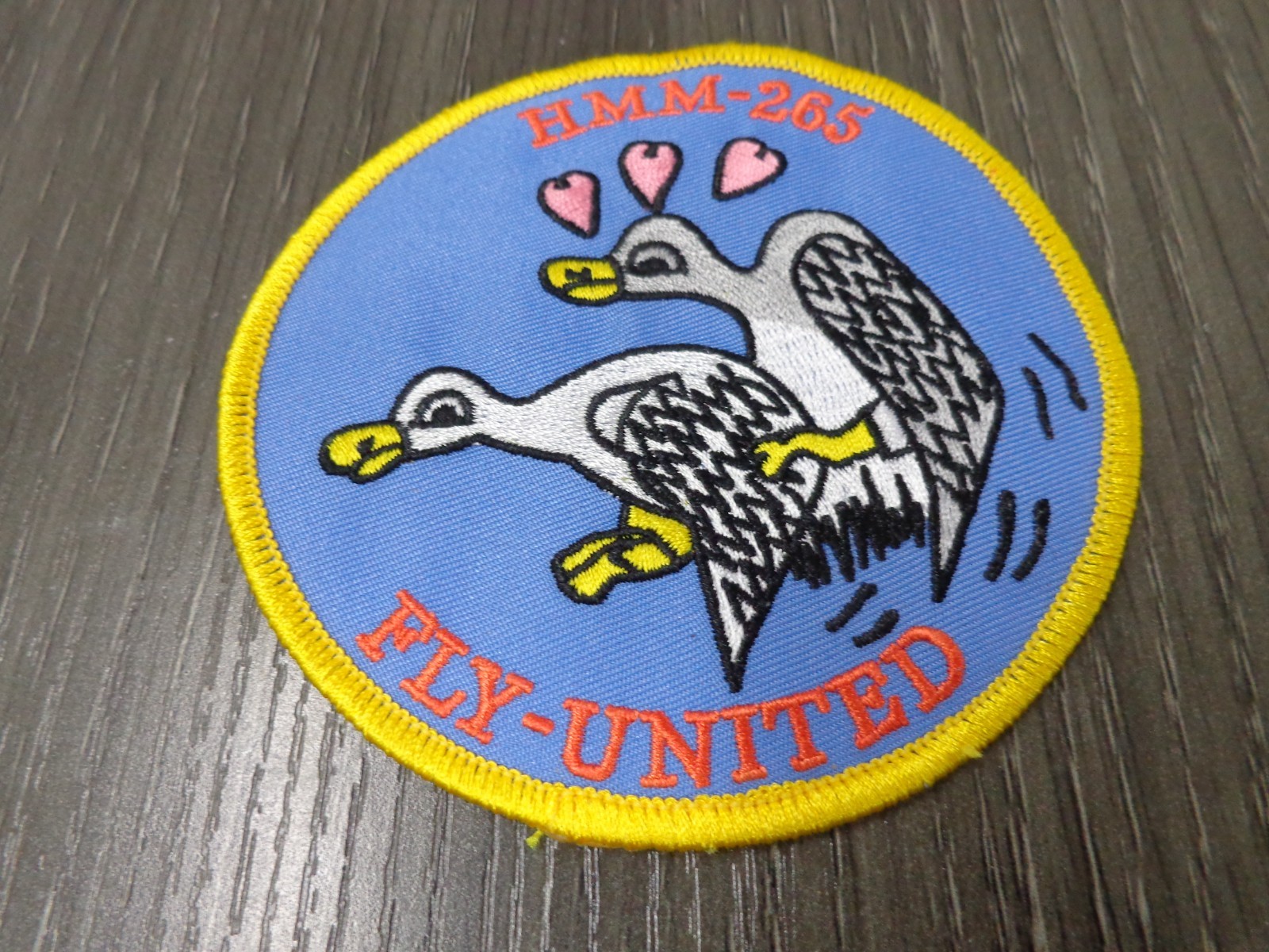 4.5" MARINE CORPS HMM-265 FLY UNITED HEART LOVE HELI EMBROIDERED JACKET PATCH