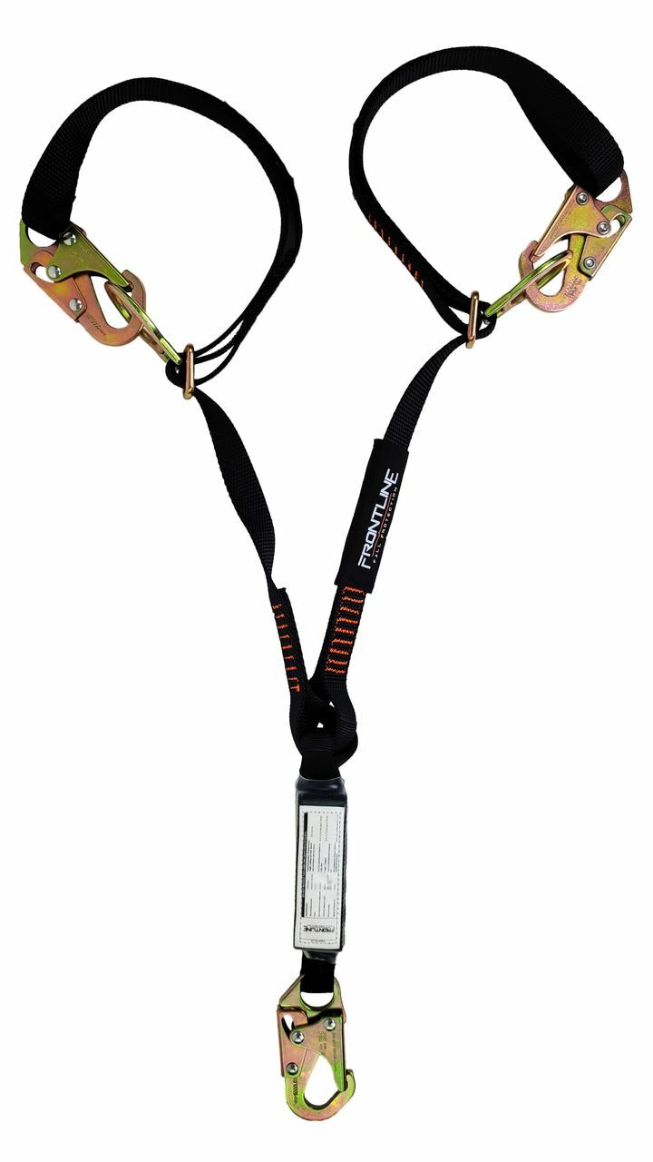 Frontline LPO62SADJ Combat 6' Tie-Back Double Leg Shock Absorbing Lanyard with S