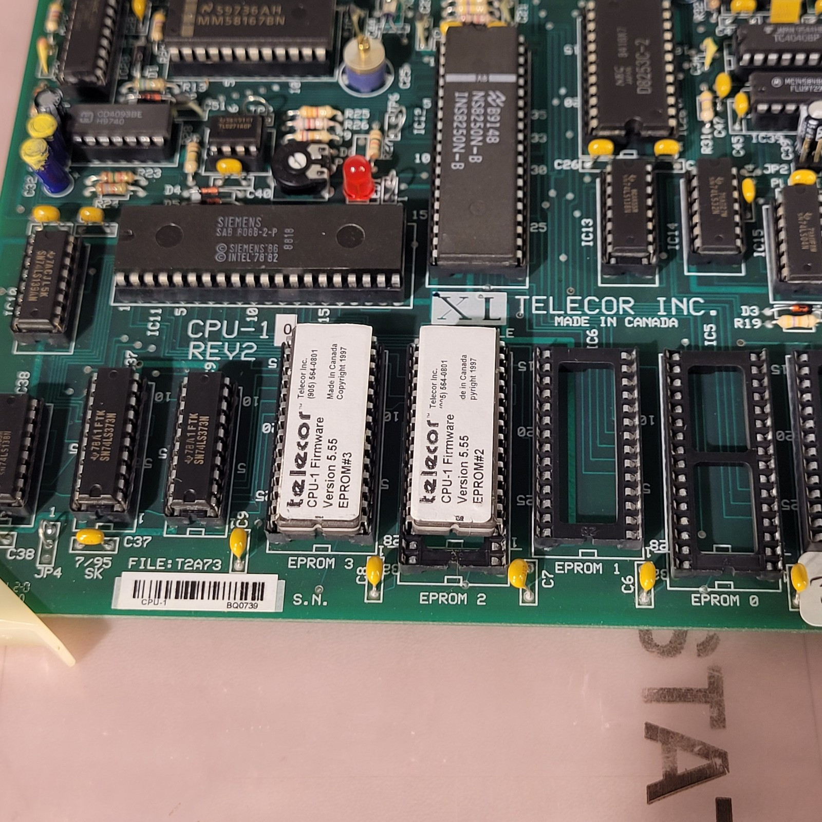 Telecor CPU-1 Rev 2 Plug In Module XL Compatible File T2A73 Control Board