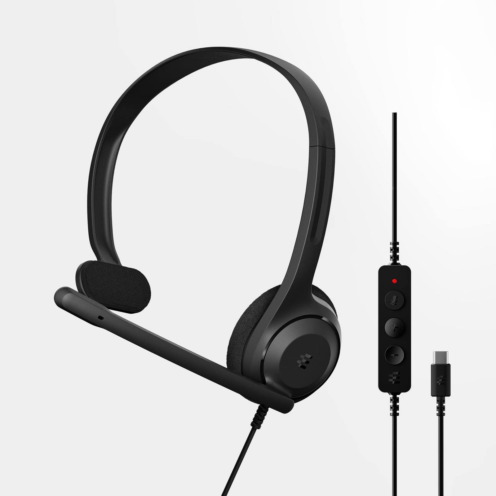 C1 USB C Mono Headset - Single-Sided Wired Headset with Noise Canceling Mic, ...