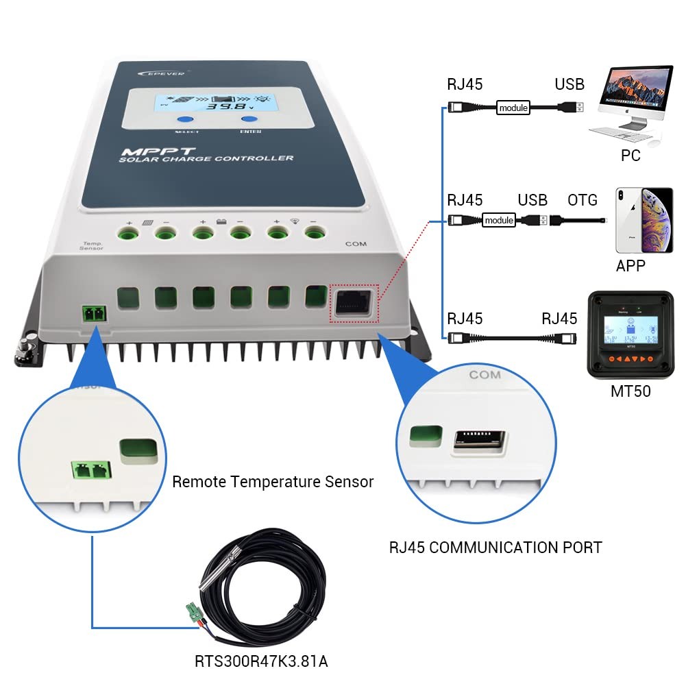 Epever 30A Solar Charge Controller Mppt 12V / 24V Auto Max.Pv 100V Input