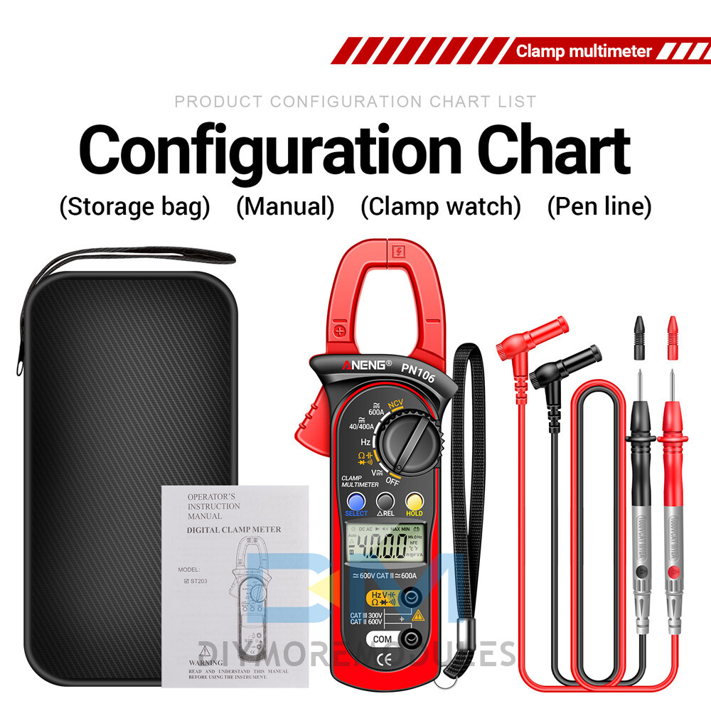 ANENG PN106 Digital Clamp Meter Multimeter Auto Range DC AC Voltage Ammeter