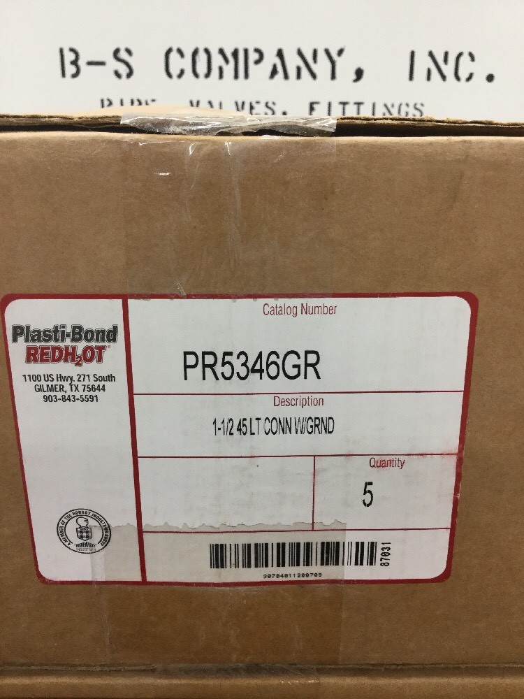 PLASTIBOND PR5346GR 1-1/2" 45 Degree Grounding Connector Fittings (Box of 5)