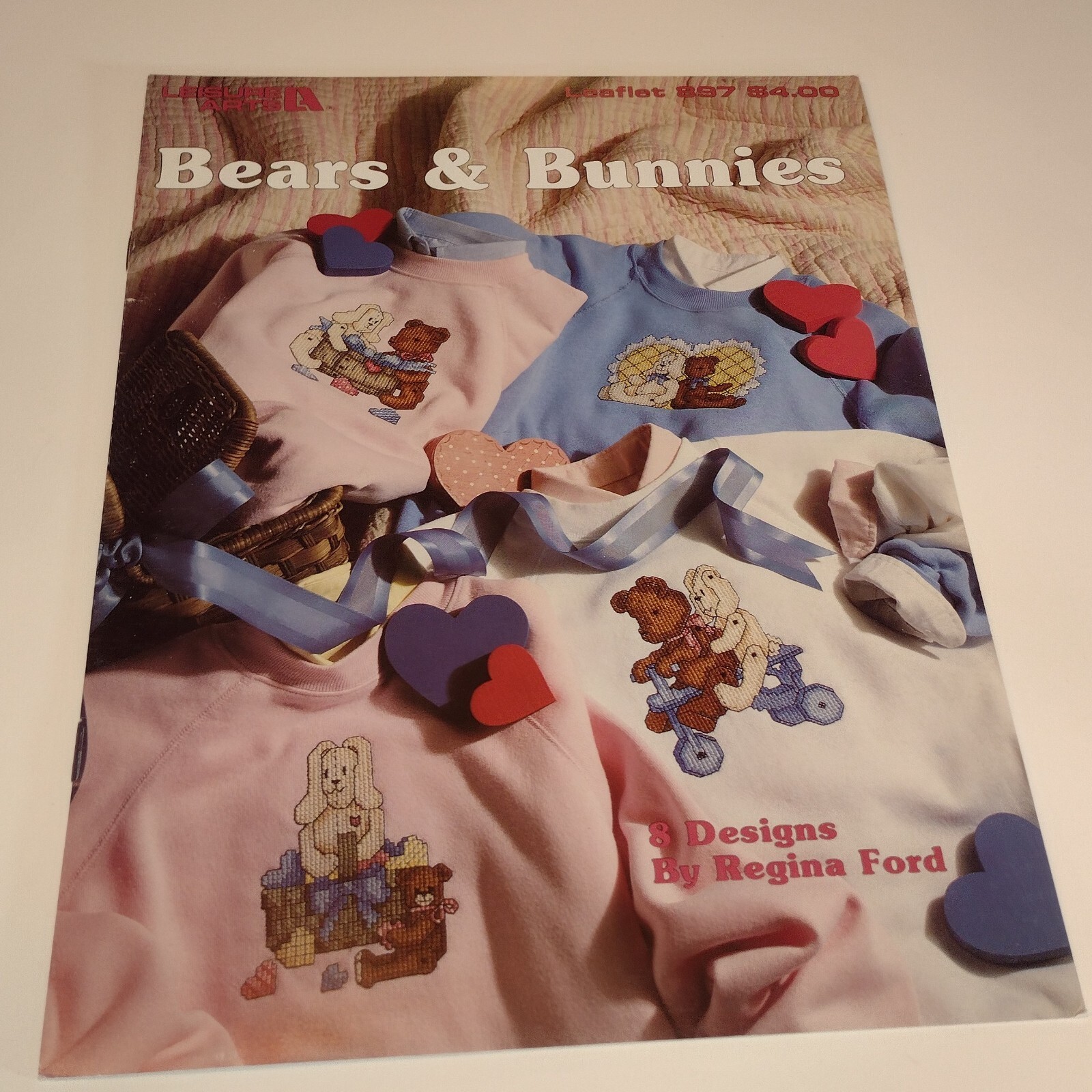 Bears And Bunnies In Waste Canvas Cross Stitch Leisure Arts Leaflet  #897  1990