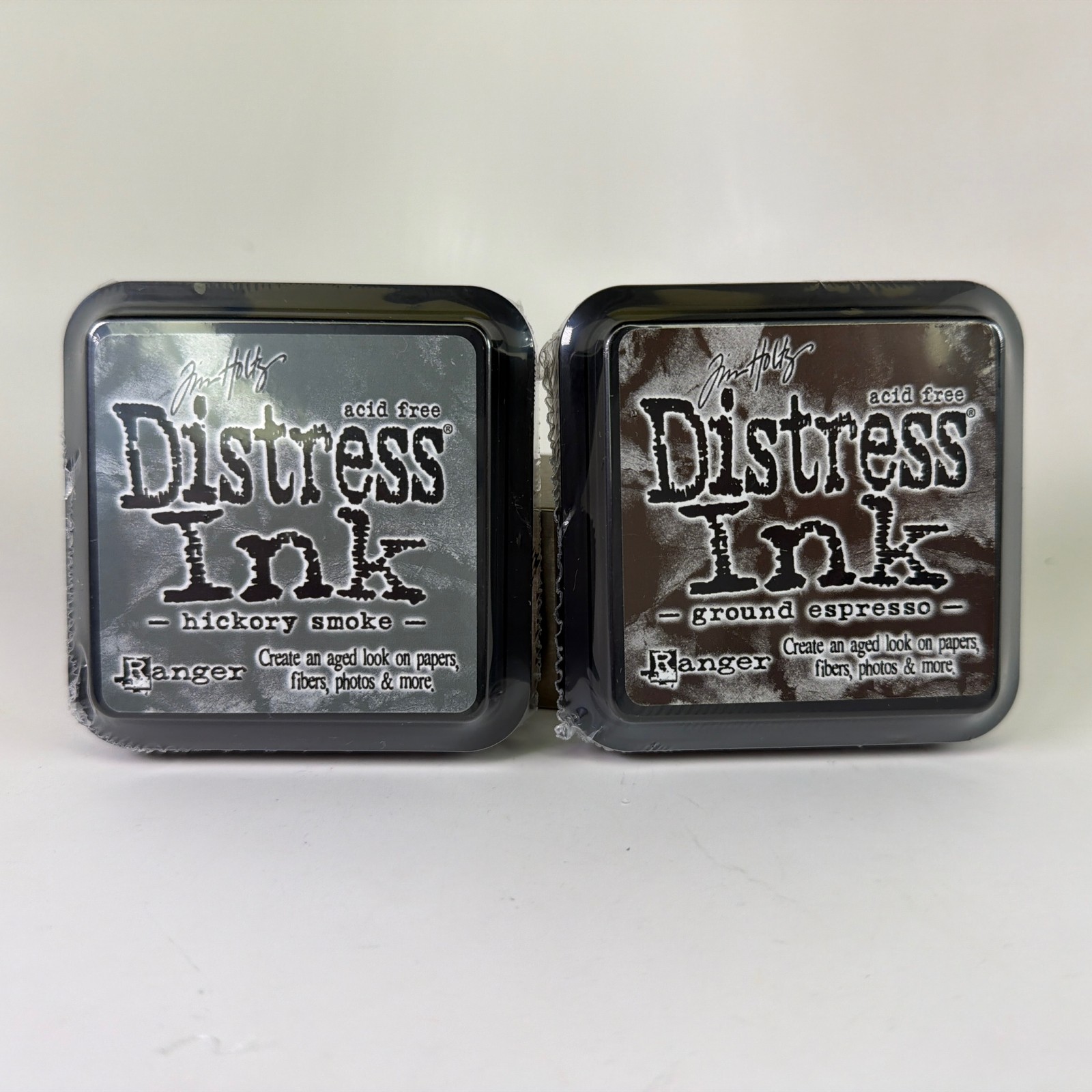 Lot of 2 Ranger Tim Holtz Distress Ink Pads - Hickory Smoke & Ground Espresso
