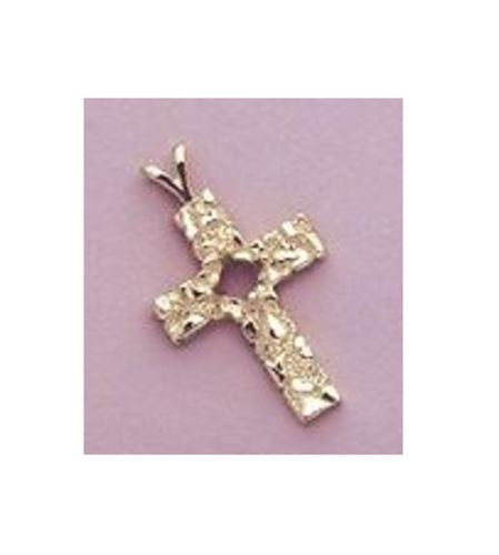 Sterling Silver Round Accented Nugget Cross Pre-Notched Pendant (3mm to 6mm)