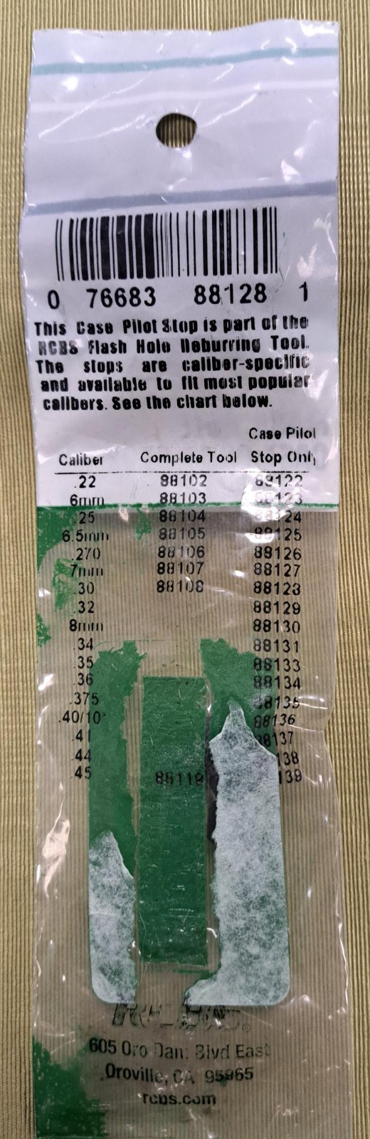 RCBS Flash hole case pilot stop # 88128 .30cal NOS