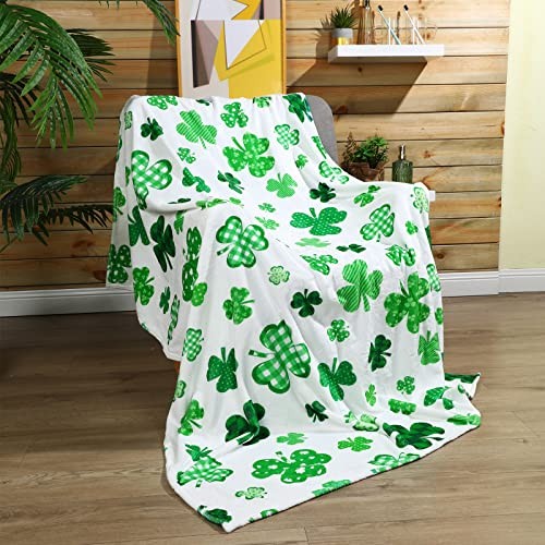 Christmas Throw Blanket Green Lucky Clovers and Shamrocks Throw Classic Style